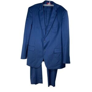 Linea Uomo Mens 2 Piece Suit Blue Wool Blend 48 Long 42 Waist wedding mondern